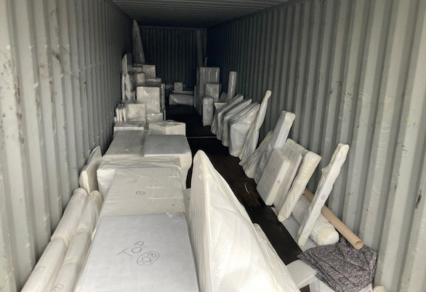 A close up image of items securely wrapped inside Storage Container